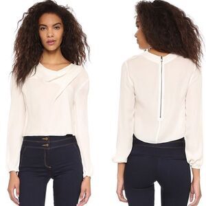 EUC Haute Hippie Cowl Neck Blouse Cream Medium